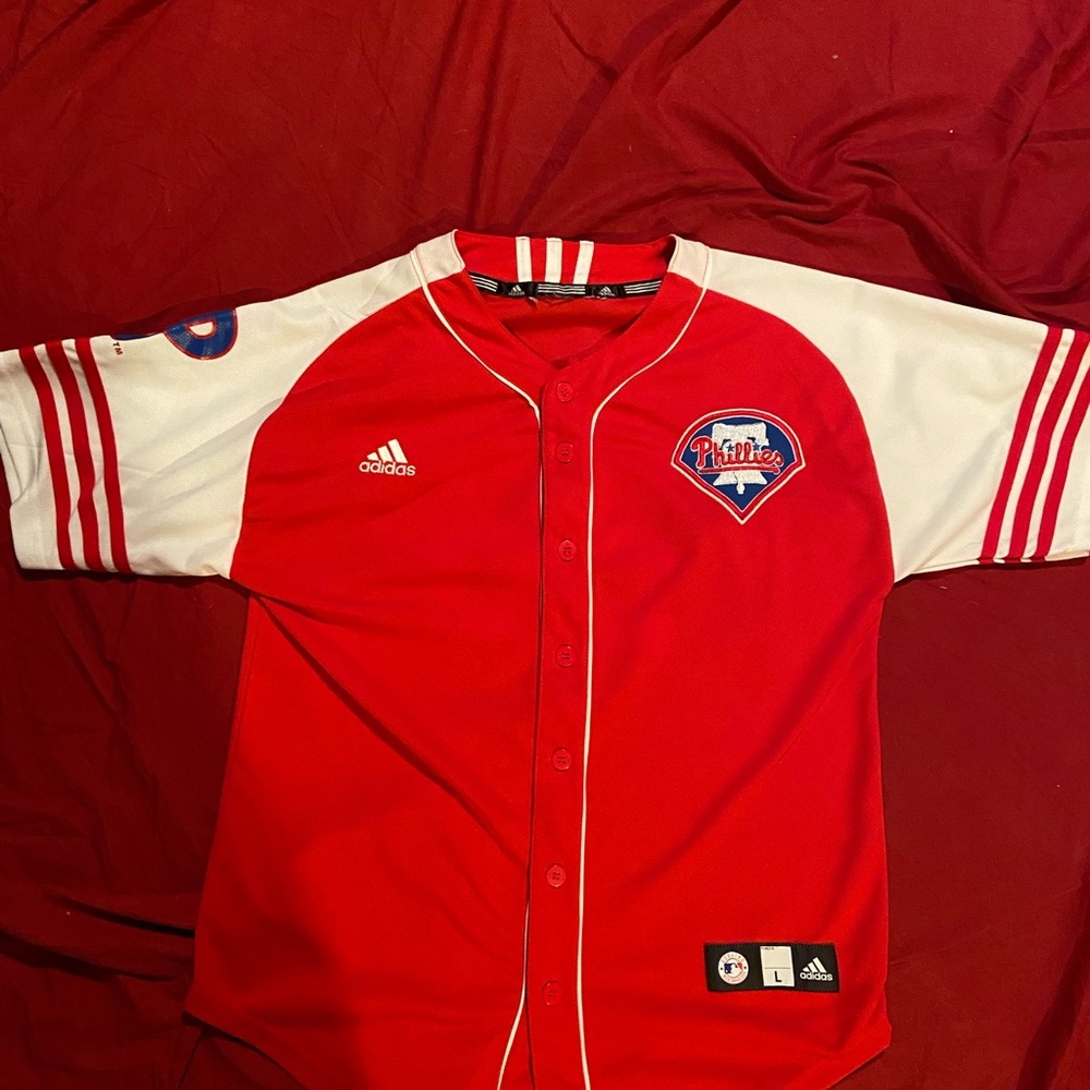 Vintage Boy’s Chase Utley Philadelphia Phillies Adidas Jersey Size Large Red